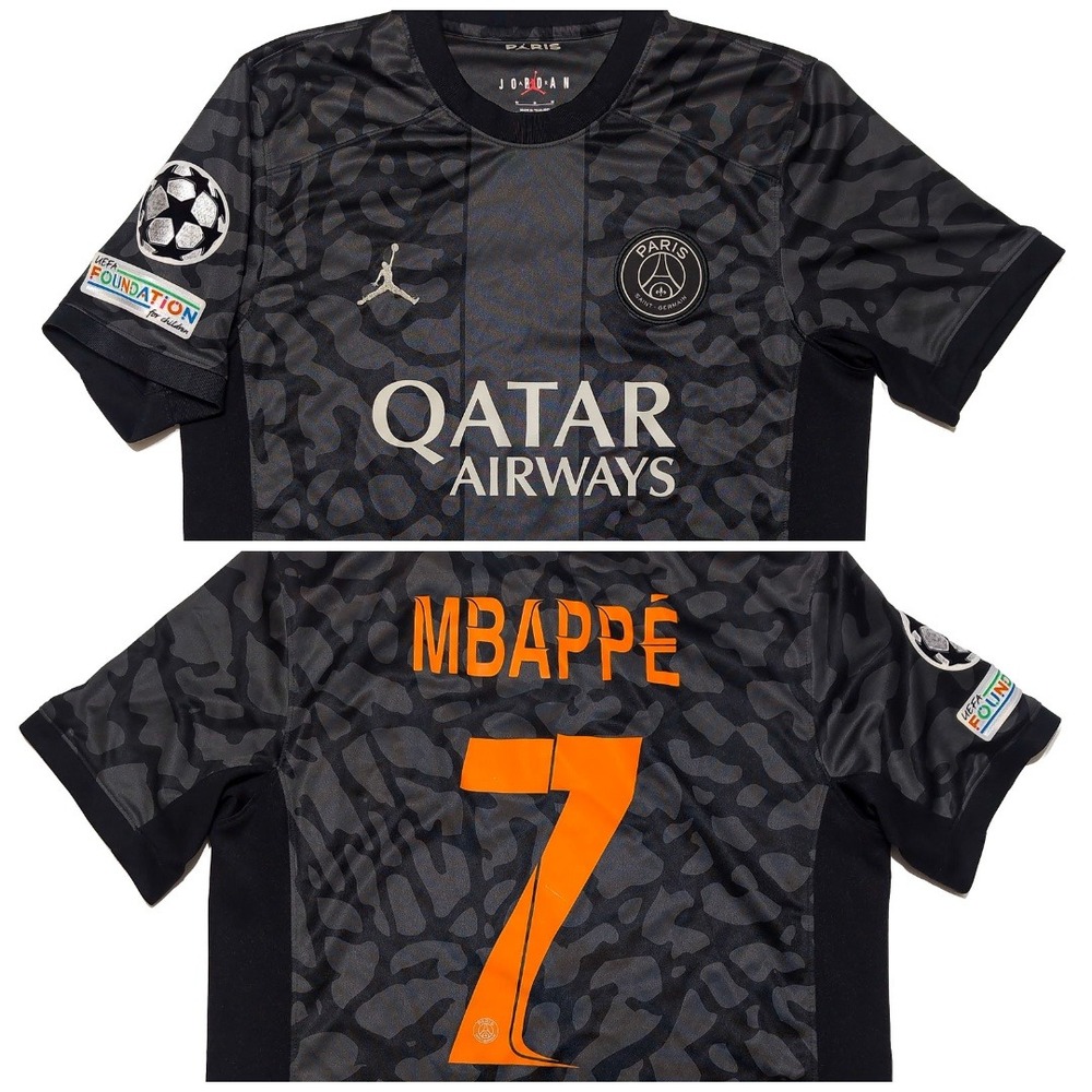 Jordan Paris Saint Germain Jersey Men M Black Mbappe 2023-24 3rd Kit PSG DX9823